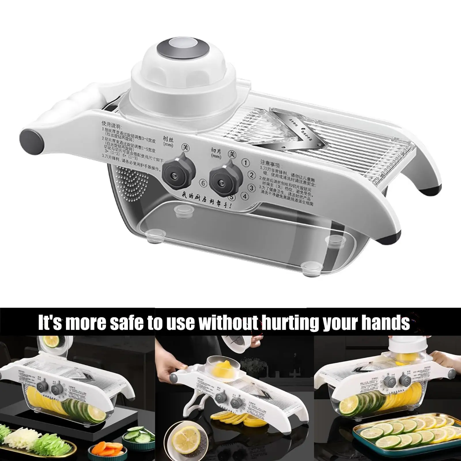 Food Slicer Machine Stainless - Limon Dilimleyici, Ayarlanabilir Sebze Doğrayıcı, Dilimleme